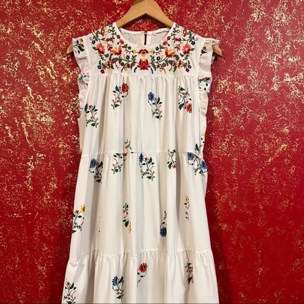 GOODNIGHT MACAROON'OPHELIA' FRILLED EMBROIDERED FLORAL PRINT MAXI DRESS L - Picture 6 of 11